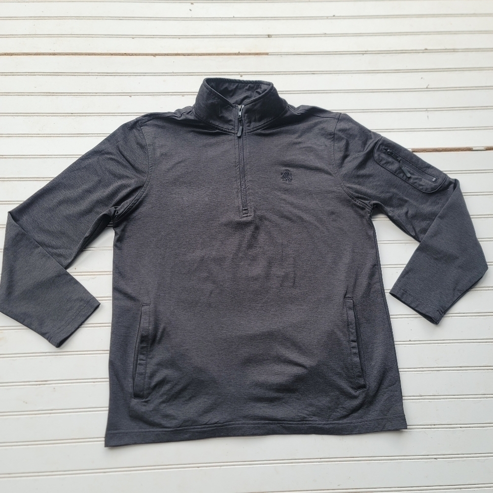 Rugby University 1/4 Zip Extreme Stretch, Men's Active Wear Shirt Black Gray M